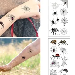 10 st Halloween-tatueringsdekaler Realistiska Vattentäta Tillfälliga Spindeldekaler för Festlig Dekoration><noscript><img width=