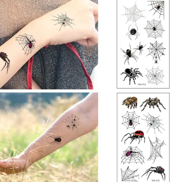 10 st Halloween-tatueringsdekaler Realistiska Vattentäta Tillfälliga Spindeldekaler för Festlig Dekoration> Smink