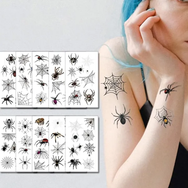 10 st Halloween-tatueringsdekaler Realistiska Vattentäta Tillfälliga Spindeldekaler för Festlig Dekoration> Smink