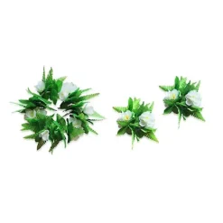 LEIGELE 5 st Hula Kjol Hawaiiansk Kostymset med Gröna Blad Halsband Armband Hårband Luau Party Favörer för Strand Luau Party Tillbehör (Vuxna) (LGL)><noscript><img width=