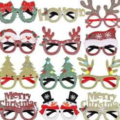 12 st julglasögon med glitter, festglasögon, juldekoration, kostymglasögon, kompatibla med julpartyn, semestergåvor, fotorekvisita> Tillbehör