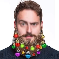 16 st julskäggprydnader, julskäggklockor tomtebardsklämma julgranskulor prydnad för vuxna män kvinnor kostymdekoration skägg hår Chri> Tillbehör