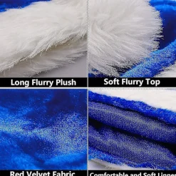 3 st. Jultomtehatt för vuxna, blå och vit, traditionell tomtehatt i plysch, julparty (blå)> Huvudbonader