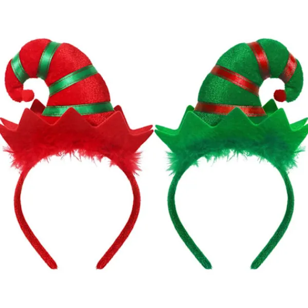 2 st jultomtehuvudband flerfärgat huvudband tomteluvahuvudband> Huvudbonader