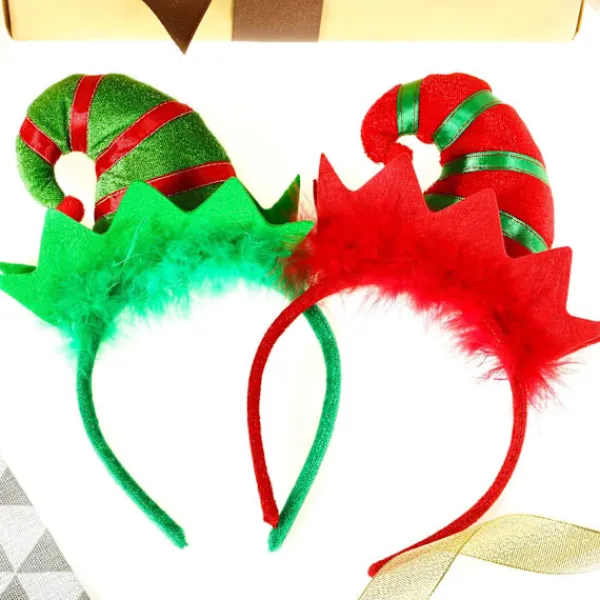 2 st jultomtehuvudband flerfärgat huvudband tomteluvahuvudband> Huvudbonader
