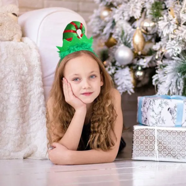 2 st jultomtehuvudband flerfärgat huvudband tomteluvahuvudband> Huvudbonader