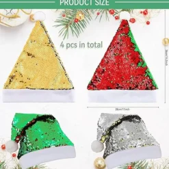 4 st jultomteluvor 2 designer dubbelsidig vändbar paljett tomte><noscript><img width=