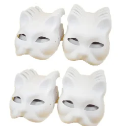 20 st Katmasker Therianmasker Tillverkade av Vitt Papper för DIY-målning Cat mask> Masker