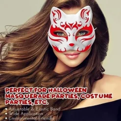 10 st Kattmasker Måla, Djurklädningsmasker Gör-det-själv Vita Masker Halv Maskerad Halloween Barn Cosplay Masker Kostym...-FF-><noscript><img width=