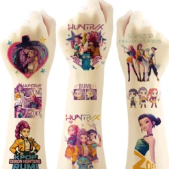 8 st KPOP Demon Hunter Girls Tatuering Klistermärke Tecknad Barn Tatuering Klistermärke Födelsedagsfest Tatuering Klistermärke 10,9x15,5cm> Smink