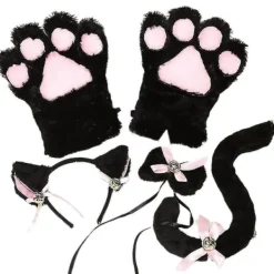 5 st Kreativ kattkostym Kattunge Svansöron Krage Tassar Handskar Anime Ta Gothic Set för fest szq> Tillbehör