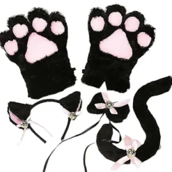 5 st kreativa katt cosplay kostym kattunge svans öron krage tassar handskar anime lolita gotisk set för fest> Tillbehör