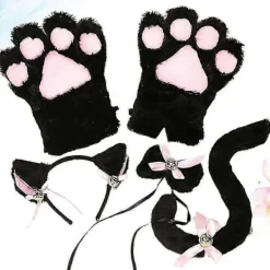 5 st kreativa katt cosplay kostym kattunge svans öron krage tassar handskar anime lolita gotisk set för fest><noscript><img width=