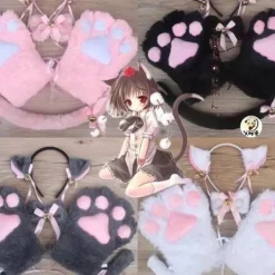 5 st Kreativa Katt Cosplay Kostym Kattunge Svansöron Krage Tassar G><noscript><img width=