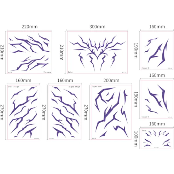 8 st kroppsdekaler i olika storlekar KPop Demon Hunters tecknade anime-tatueringar> Smink
