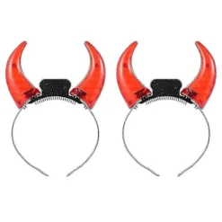 2 st LED Devil Horn Hårband Lyser Upp, Röda Halloween Party Kostymtillbehör - DSW> Huvudbonader