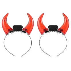 2 st LED Djävulshorn Hårband Lyser Upp, Röda Halloweenfest Kostymtillbehör> Huvudbonader