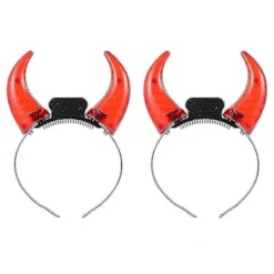 2 st LED Djävulshorn Hårband Lyser Upp, Röda Halloween Party Kostymtillbehör - DSW> Huvudbonader
