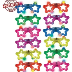 12 st Ljusupplysta LED-glasögon Luminous Glow In The Dark Blinkande glasögon för barn, Rave, Edm, Halloween Rb01 Födelsedagsfesttillbehör (stjärna 12st) | Fyndiq> Tillbehör