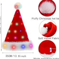 FJORD 3 st Lysande Jul Tomtehatt, Röd Sammet Juldräkt Hattar för Vuxna Kvinnor Män Fest Semester Unisex Nyår Festliga Huvudbonader> Huvudbonader
