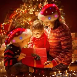 FJORD 3 st Lysande Jul Tomtehatt, Röd Sammet Juldräkt Hattar för Vuxna Kvinnor Män Fest Semester Unisex Nyår Festliga Huvudbonader><noscript><img width=