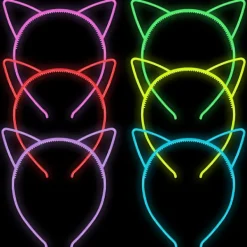 /#/6 st lysande kattöron diadem för kvinnor, diadem för flickor, halloween hår accessoarer för kvinnor, hår tiara för cosplay fest (katt)/#/> Huvudbonader