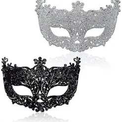 NeunWolken 2 st Maskerad Mask, Svart Filigran och Silver Filigran Fancy Jul Maskerad Masker för Maskerad Bal> Masker