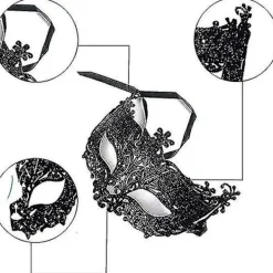 NeunWolken 2 st Maskerad Mask, Svart Filigran och Silver Filigran Fancy Jul Maskerad Masker för Maskerad Bal> Masker