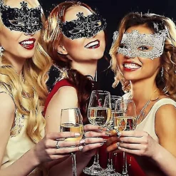 NeunWolken 2 st Maskerad Mask, Svart Filigran och Silver Filigran Fancy Jul Maskerad Masker för Maskerad Bal><noscript><img width=