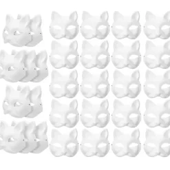 DAO 30 st maskeraddräkter tomma mask kattmasker kostym cosplay mask diy omålad kattmask [dB}> Masker