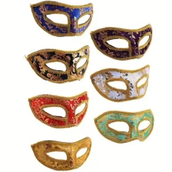14 st Maskeradmasker, Halvmask Mardi Gras Maskeradmask Venetianska Masker Set för Halloween, Julfest><noscript><img width=
