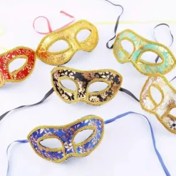 14 st Maskeradmasker, Halvmask Mardi Gras Maskeradmask Venetianska Masker Set för Halloween, Julfest><noscript><img width=