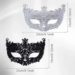 2 st Maskeradmasker, Svart Filigran och Silver Filigran Festlig Julmask Masker för Maskeradbal> Masker
