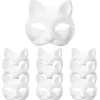 10 st Masquerade Kat ansiktsmasker DIY Festmasker Rekvisita Målningsbara Blanka Masker Fest Cosplay Tillbehör> Masker