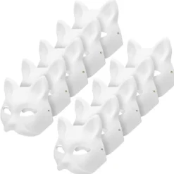 10 st Masquerade Kat ansiktsmasker DIY Festmasker Rekvisita Målningsbara Blanka Masker Fest Cosplay Tillbehör> Masker