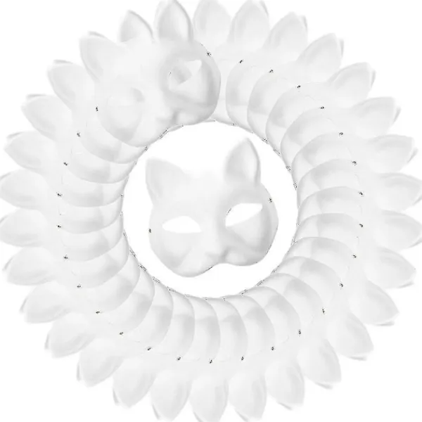 30 st Masquerade tomma mask kattmasker kostym cosplay mask gör din egen omålade kattmask> Masker