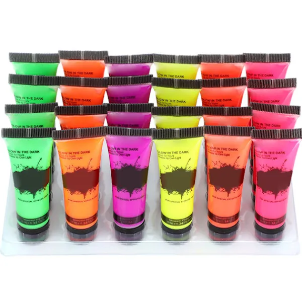 24 st miljövänliga ansiktsfärger som lyser i mörkret, 10 ml, för VM-fans> Smink