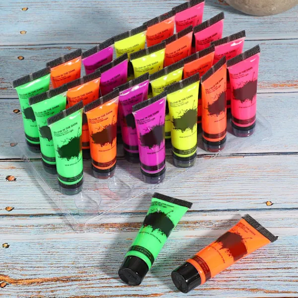 24 st miljövänliga ansiktsfärger som lyser i mörkret, 10 ml, för VM-fans> Smink