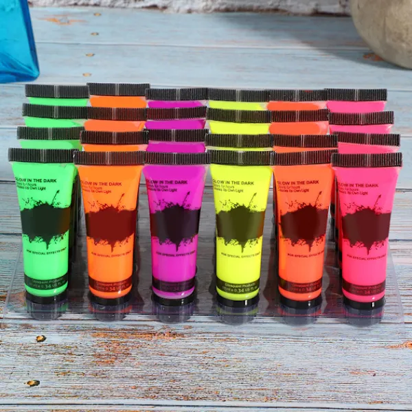 24 st miljövänliga ansiktsfärger som lyser i mörkret, 10 ml, för VM-fans> Smink