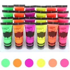 24 st miljövänliga ansiktsfärger som lyser i mörkret, 10 ml, för VM-fans><noscript><img width=