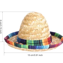 8 st Mini Sombrero Partyhattar Fiesta Party Dekorationer Festtillbehör Sombrero Kostymhattar för Bord, Dockor, Hundar - 5,9 Tum> Huvudbonader