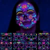 8 st Musikfestival Fluorescerande Fjäril Vattentät Ansiktsdekal Maskeradfest Neon Tatueringsdekal> Smink