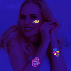 12 st Musikfestival Fluorescerande Fjäril Vattentät Ansiktsdekal Maskeradfest Neon Tatueringsdekal> Smink