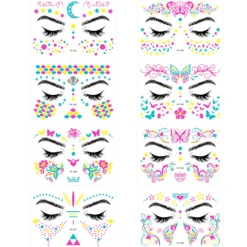 16 st Musikfestival Fluorescerande Fjäril Vattentät Ansiktsdekal Maskeradfest Neon Tatueringsdekal><noscript><img width=
