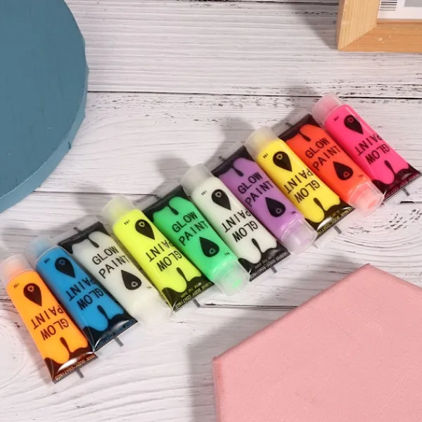 Woosien 10 st Nagel Fluorescerande Pulver DIY Kroppskonst Målarfärg Tryckande Glödande Verktyg> Smink