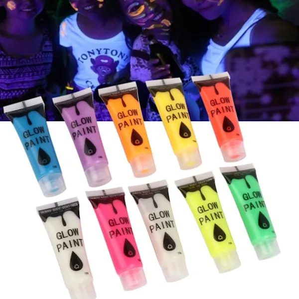 Woosien 10 st Nagel Fluorescerande Pulver DIY Kroppskonst Målarfärg Tryckande Glödande Verktyg> Smink