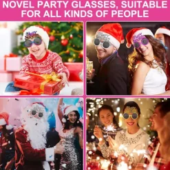 4 st Nyårsglasögon, Festliga Nyårsglasögon, 2025 Glasögon, Nyhetsglasögon, Roliga Fotobåsrekvisita> Tillbehör