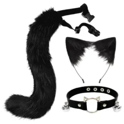1/2/3/5 3st Pälskatt Öron Svans Läderchoker Halloween Lolita Svart Kitty 1 st> Tillbehör