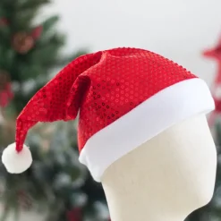 ATELA 1 ST röda och gröna paljetter julmössa för vuxna julgrön röd hatt julfest dekoration huvudbonader (röd)> Huvudbonader