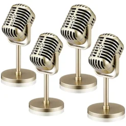 FMYSJ 4 st Retro Mikrofonrekvisita Modell Vintage Mikrofon Antik Mikrofon Leksaksmikrofon Scenbord (FMY)> Tillbehör
